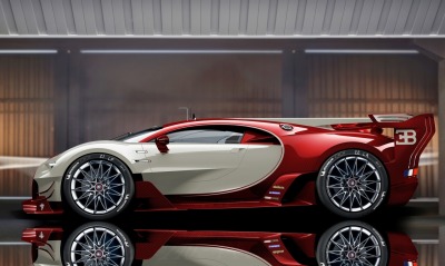 красный спортивный автомобиль Bugatti red sports car