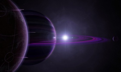 планета кольца звезда фиолетовая