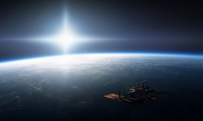 свечение планета космическая станция атмосфера
