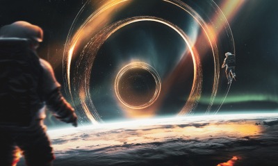 космос космонавты скафандр планета кольца