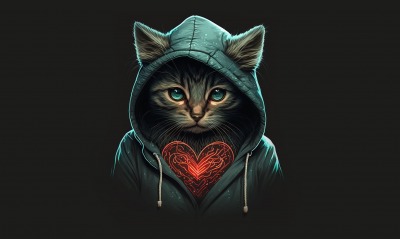 котенок, сердце