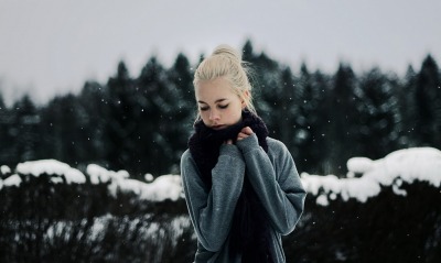 девушка блондинка зима снег природа girl blonde winter snow nature