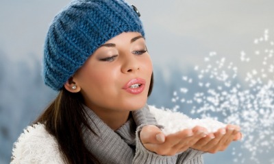 девушка снег брюнетка  snow 