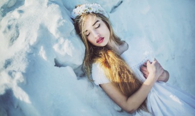 девушка блондинка снег girl blonde snow