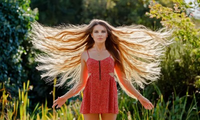 длинные волосы девушка сорочка природа