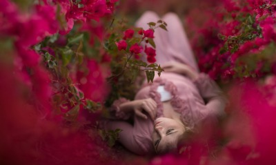 девушка роза кустовая цветы