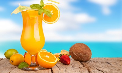 еда сок апельсины клубника кокос коктейль