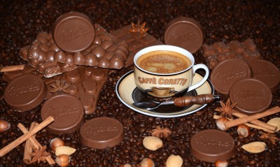 кофе шоколад чашка блюдце ложка
