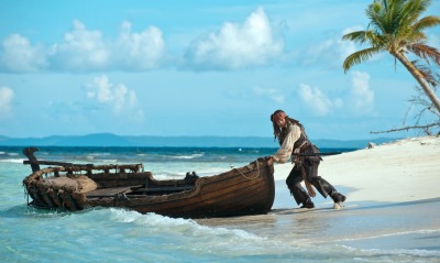 пираты карибского моря джек воробей море природа остров песок лодка вода