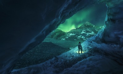 северный полюс скалы человек лед зима