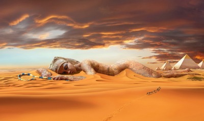 графика девушка пустыня