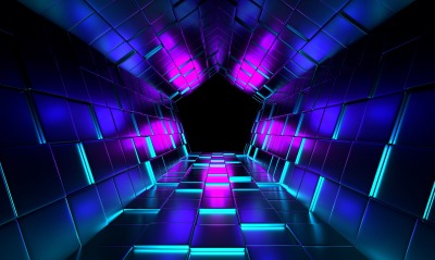 тоннель неон свечение блоки
