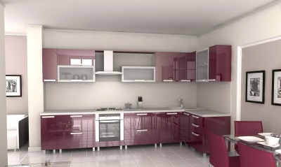 Кухня фиолетовая белая