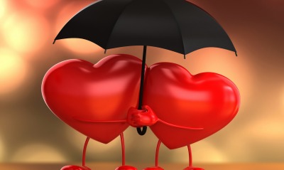 сердца зонт любовь
