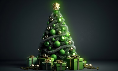 елка зеленый шары украшения новый год праздник