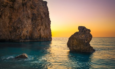 природа скалы море горизонт Лефкас Греция