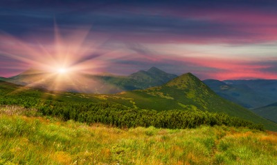 Холмы горы солнце