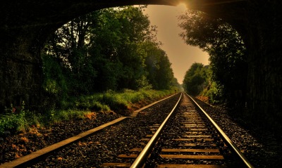 рельсы железная дорога деревья туннель