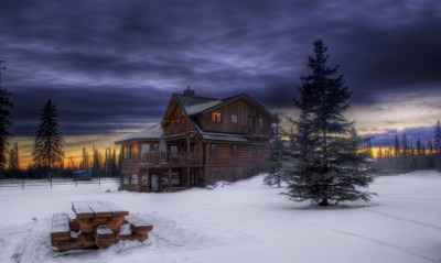 Дом усадьба зима