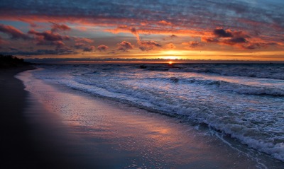 природа побережье море солнце закат