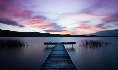 Причал озеро закат небо