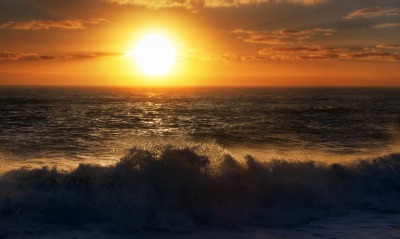 Солнце закат волна море