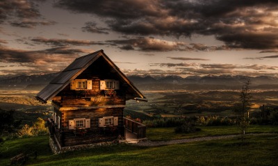 природа деревянный дом