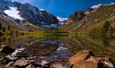 природа горы озеро отражение камни