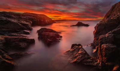 природа море скалы закат горизонт nature sea rock sunset horizon
