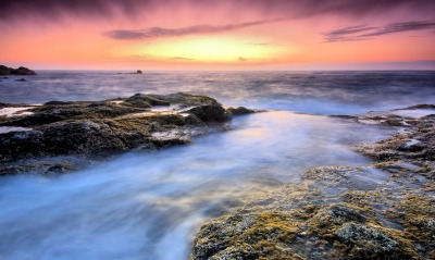 закат вода камни берег море sunset water stones shore sea