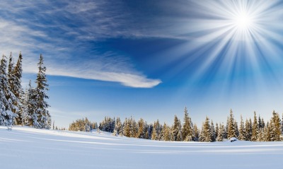 снег лучи солнце зима snow rays the sun winter