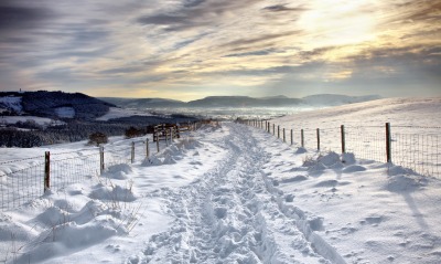 снег дорога поле snow road field