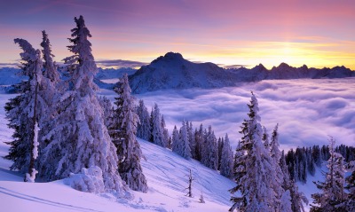 зима снег закат горы winter snow sunset mountains