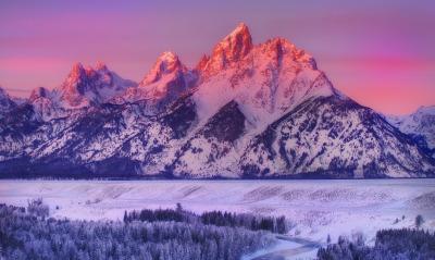 горы закат зима снег mountains sunset winter snow