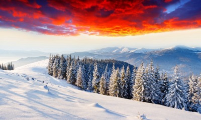 гора снег тучи закат mountain snow clouds sunset