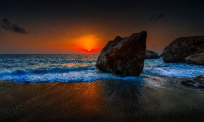 закат камень берег море sunset stone shore sea