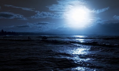 ночь луна море свет
