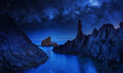 звезды ночь вода скалы