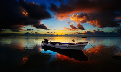 лодка закат boat sunset
