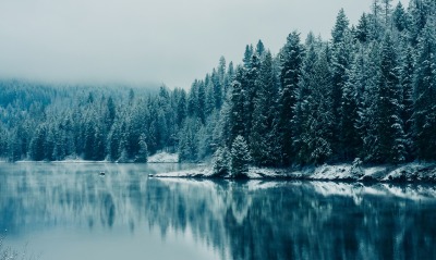озеро зима иней the lake winter frost