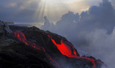 лучи облака вулкан магма