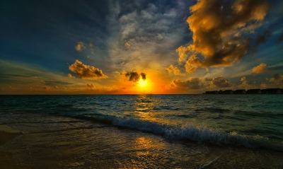 природа горизонт небо облака море солнце закат