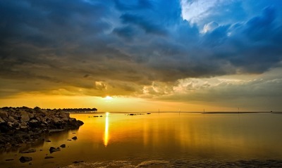 природа небо облака горизонт солнце отражение море