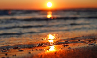 море закат песок пляж отражение