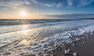 море рассвет небо песок прибой