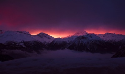 горы закат теман облака вечер