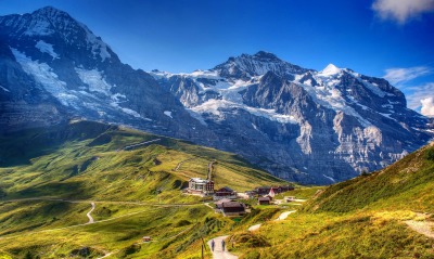 горы швейцария деревня холмы