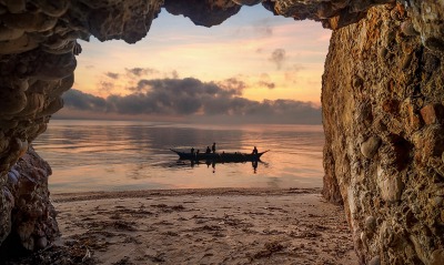 пещера горизонт берег лодка