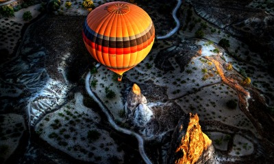 природа воздушный шар горы скалы полет