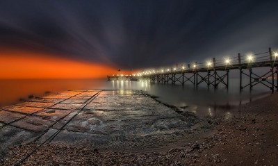 мост пляж освещение